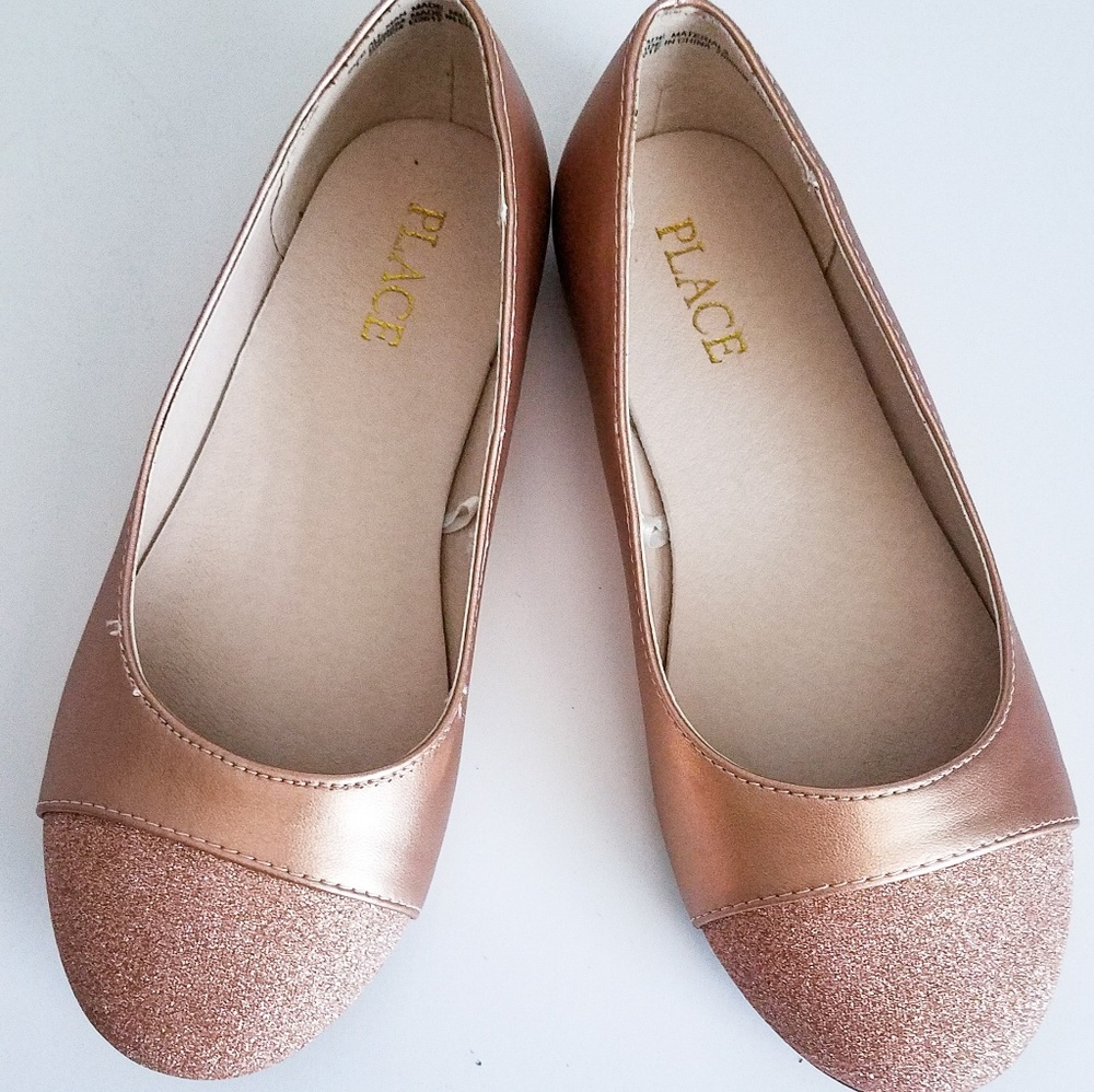 Girls Sparkle Toe Metallic June Ballet Flat